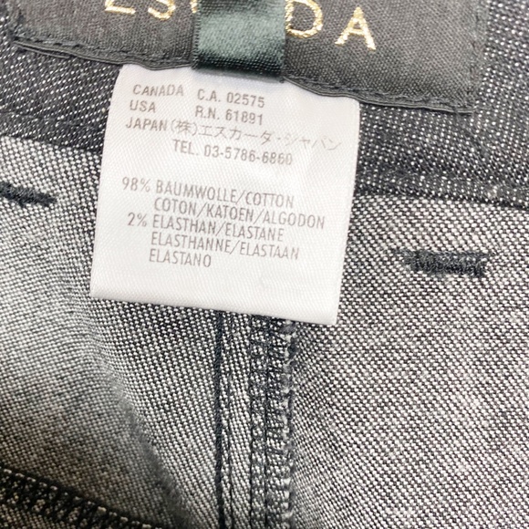 Escada Embroidered Beaded Black Denim Wide Leg Pant 42 - Picture 7 of 10